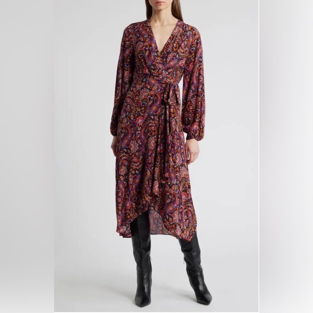 KOBI HALPERIN “Dorothy" Long-Sleeve Faux Wrap Dress
Size XL